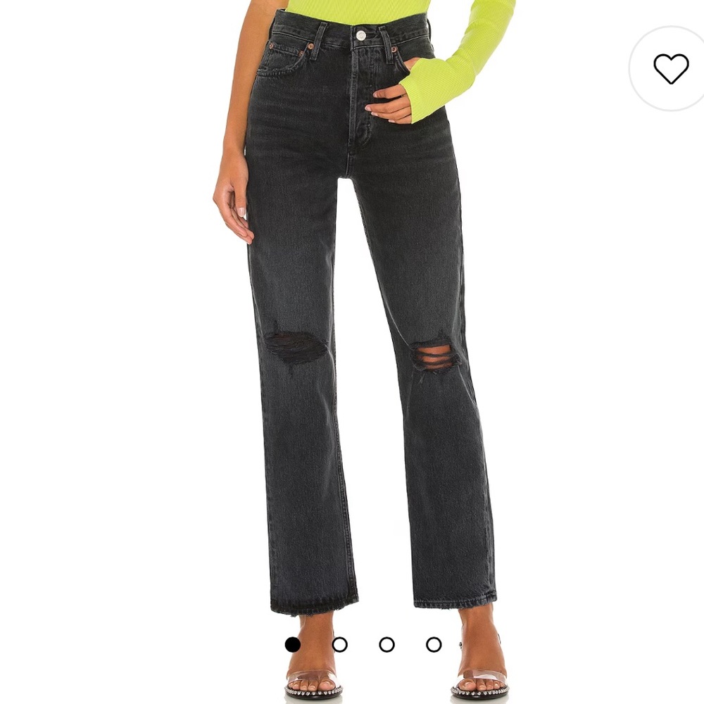 AGOLDE - Black Ripped High Rise Jeans | Size 24